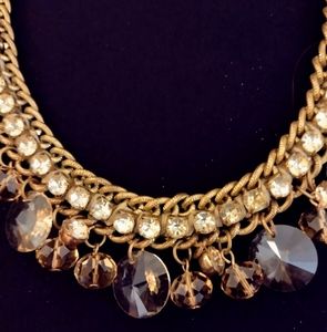 Gold and Simulated Stones Statement Necklace